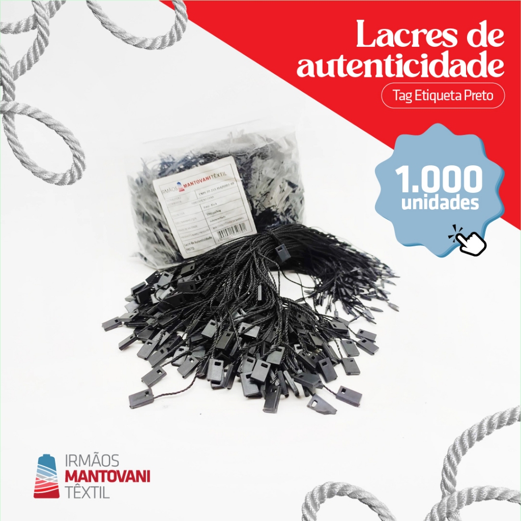 1.000 Lacres de Autenticidade Tag Etiqueta Preto – 1.000 un | Loja, Confecção, Segurança em Oferta na Shopee