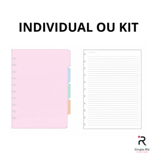 Refil ou Divisórias Caderno de Disco / Inteligente Kit ou Individual 8 10 11 Furos 80 Folhas em Oferta na Shopee