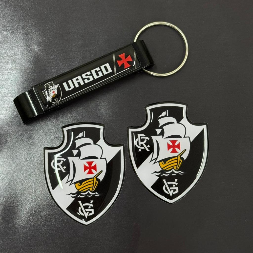 Adesivo Vasco Time Resinado 3D + Chaveiro Abridor Personalizado Vasco