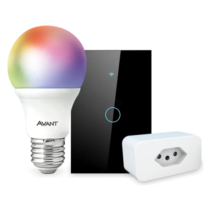 Kit Casa Conectada Smart Wi Fi Lampada RGB + Interruptor 1 Botão + Tomada Inteligente Avant Neo em Oferta na Shopee