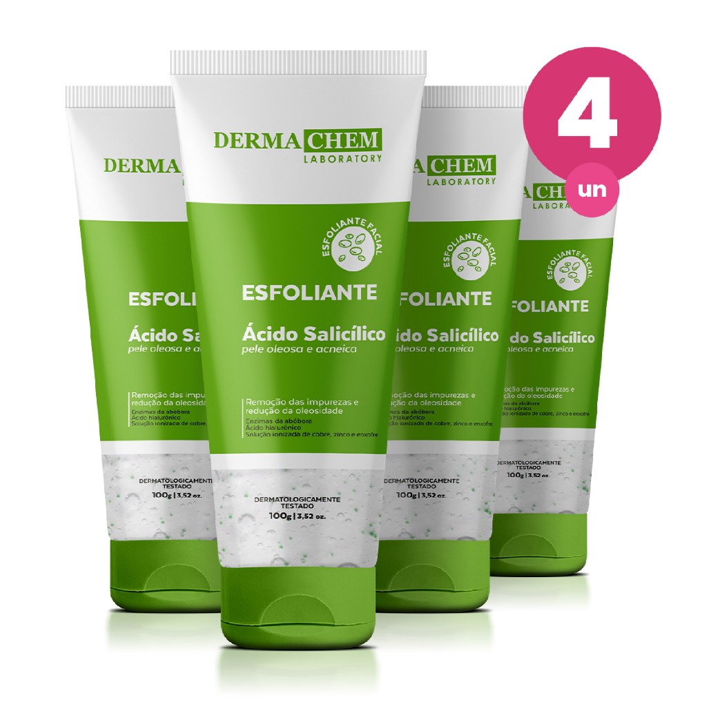 Kit 4 Gel Esfoliante Ácido Salicílico Enzimático 100ml Dermachem