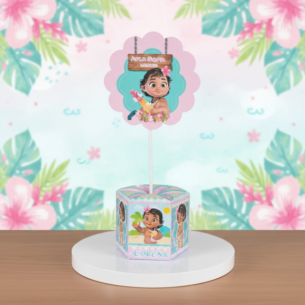 Kit Centro de mesa Festa Infantil Moana Baby