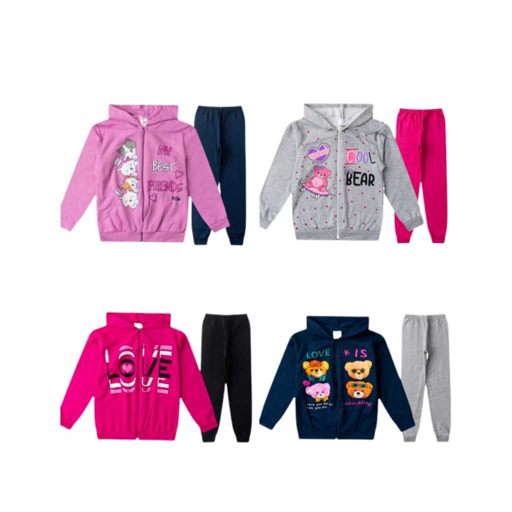 Kit 2 peças de Moletom Juvenil Menina 1 Jaqueta + 1 Calça de moletom  10/12/14 em Oferta na Shopee