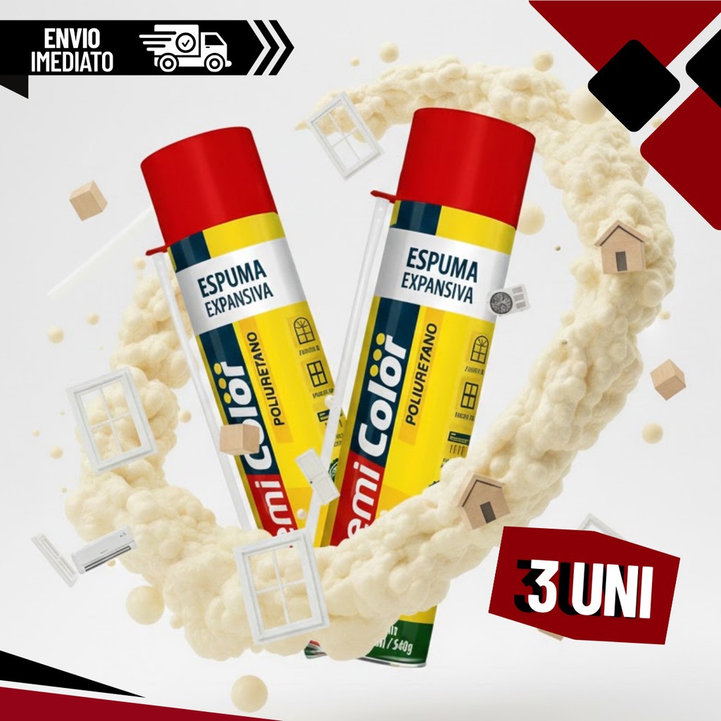 Kit 2 Espuma Expansiva Prime Chemicolor Poliuretano 500ml / 280g Uso Geral MP90 em Oferta na Shopee