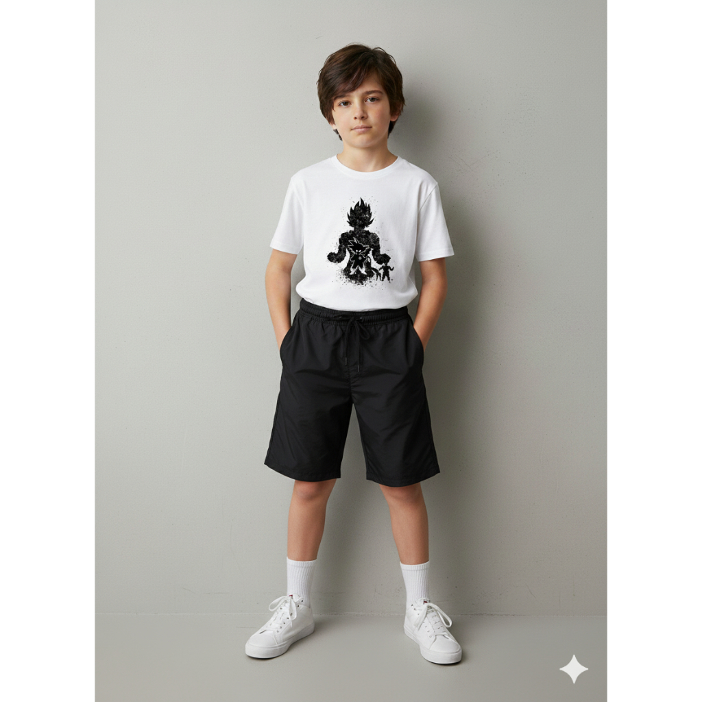 Kit Camisa Estampada e Short Moletom Infantil 2 ao 14