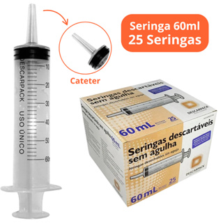 25un Seringa 60ml Bico Cateter Descartável Marca Descarpack em Oferta na Shopee