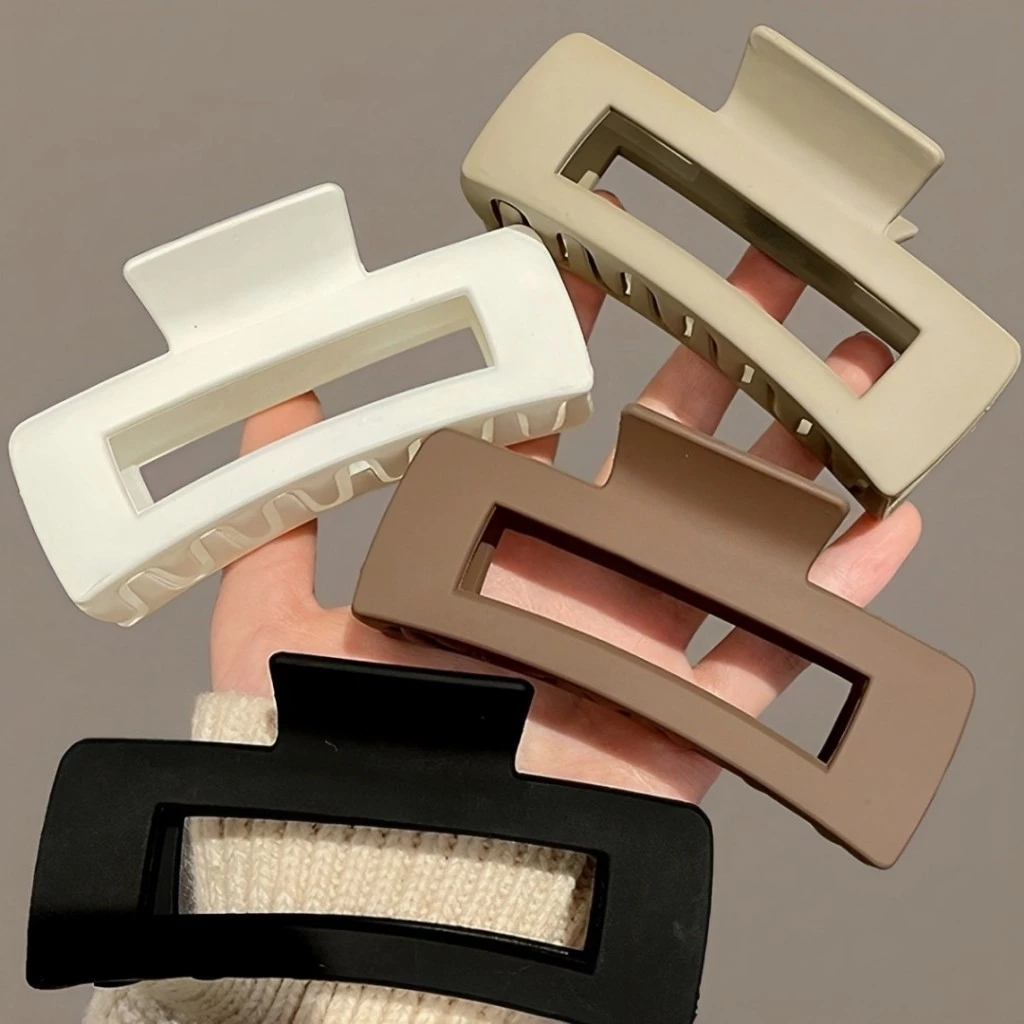 KIT 1/2/3 Piranha Garra Cabelo Presilha Grande Prendedor Plástico Formato Quadrado Minimalista Feminino em Oferta na Shopee