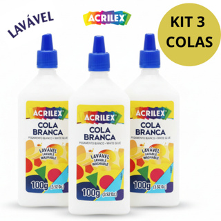 Cola Escolar Branca Líquida Acrilex 100g Não Tóxica e Lavável em Oferta na Shopee
