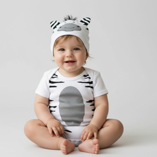 Body Bebe Mesversario de Bichinhos - Zebrinha - Suedine 100% Algodão em Oferta na Shopee