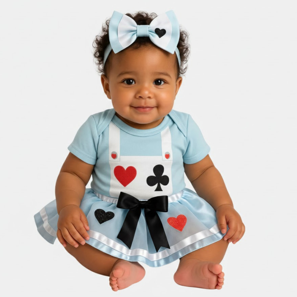 Body Bebê Infantil Temático Baralho Menina Mêsversário Alice no País das Maravilhas Super Confortável em Oferta na Shopee