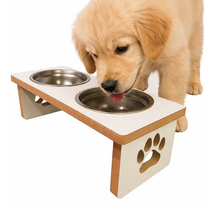 Comedouro Duplo Madeira Mdf para Cães em Oferta na Shopee