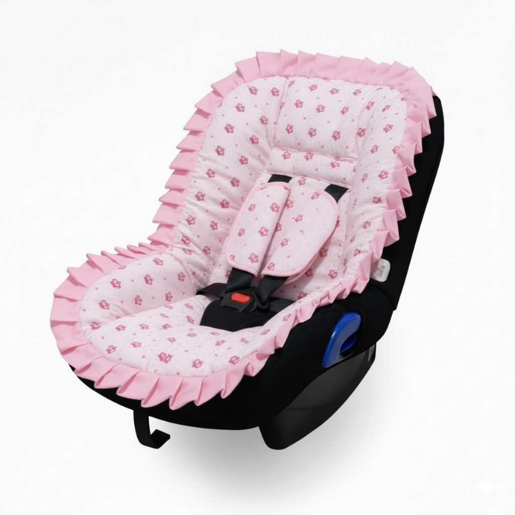 Capa Para Bebe Conforto Acolchoada c/ Abertura para Passagem de Cinto + Jogo Protetor de Cinto 100% em Oferta na Shopee