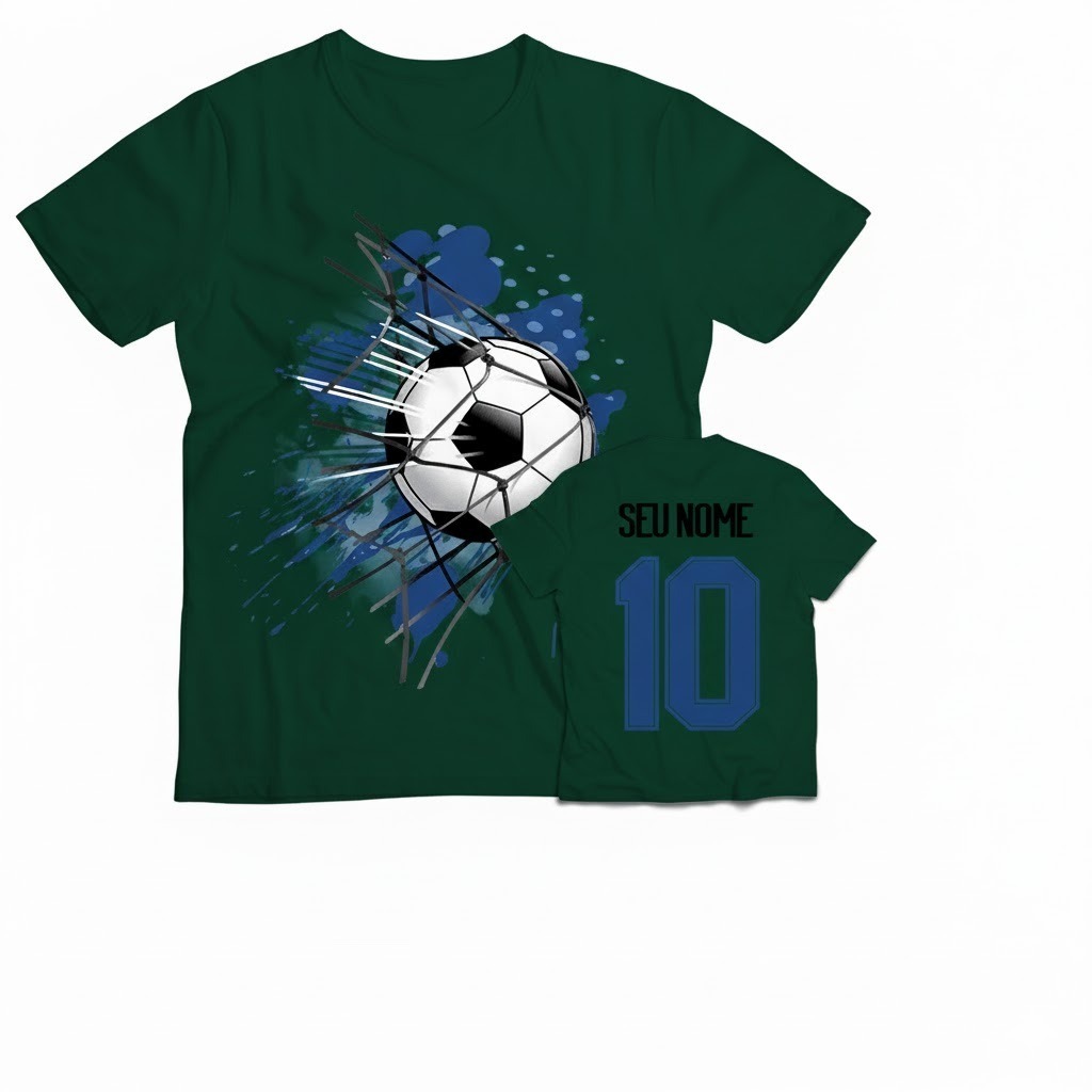 Camiseta Futebol Infantil Personalizada Nome Número Adulto 100% Algodão Unissex Camisa Blusa Bola