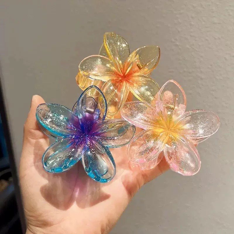 8CM Presilha de Cabelo em Forma de Flor com Ovo Gradiente AB Transparente em Oferta na Shopee