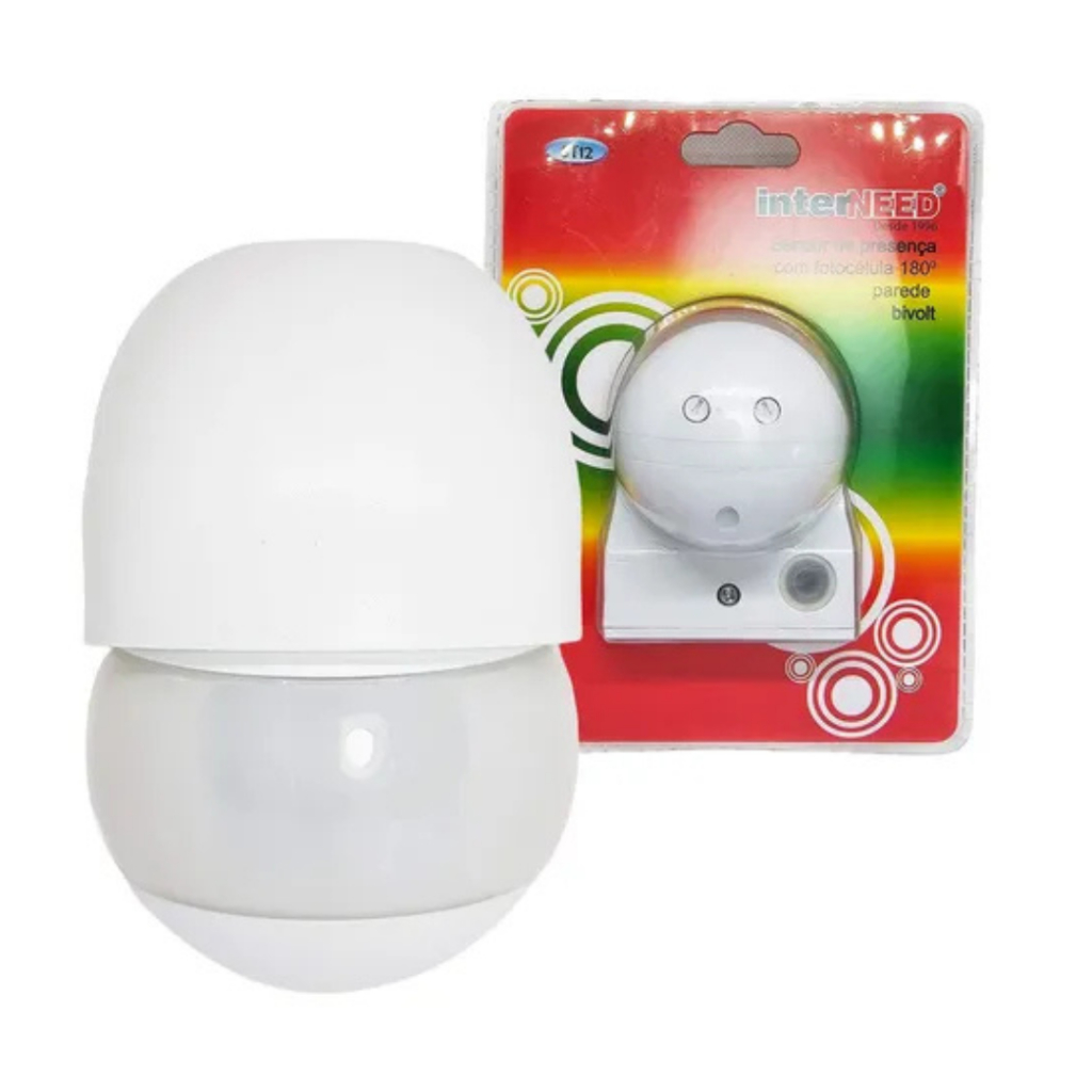 Sensor Presença Com Fotocélula Branco 180° Interneed Branco Casa Segurança Apartamento Alarme Condomínio