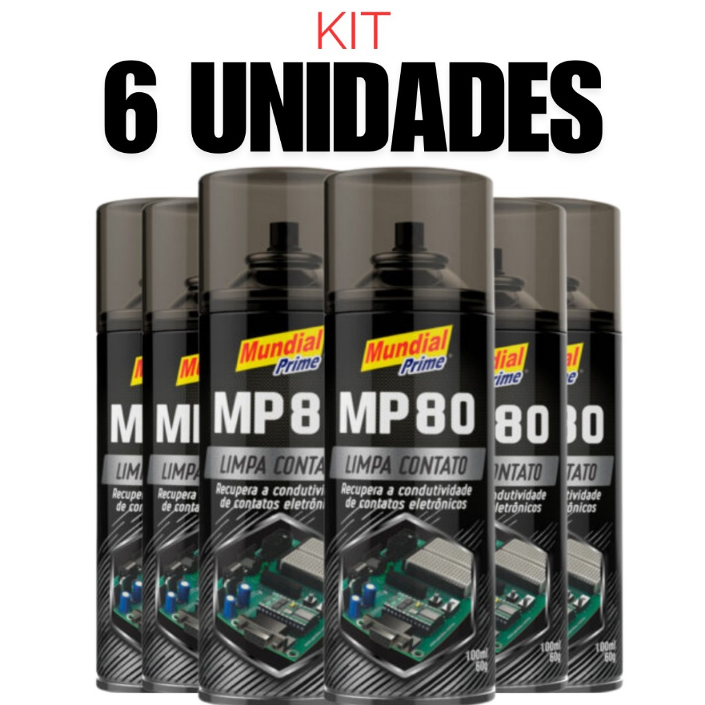 Kit 6 Limpa Contato MP80 Spray 300ml Elétrico E Eletrônico
