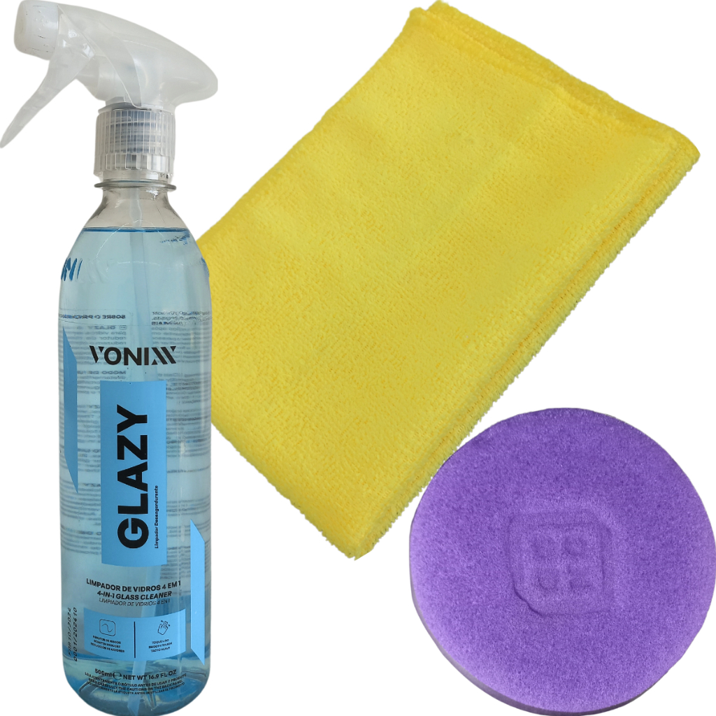 Kit Limpa Vidros 4 Em 1 Toalha Microfibra Aplicador Vonnix em Oferta na Shopee