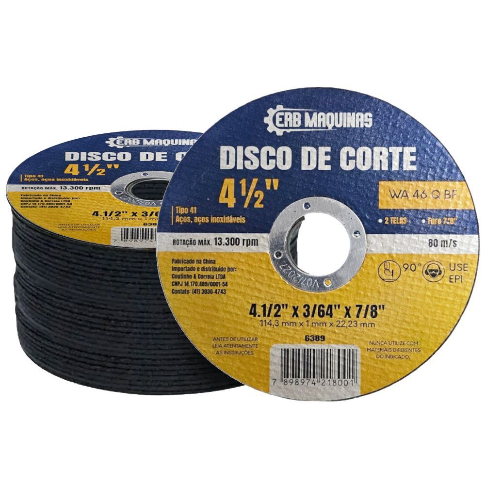 50 Disco de Corte Pequeno Fino em Aço Inox 4.1/2" x 115x22x1mm Para Lixadeira Esmerilhadeira em Oferta na Shopee