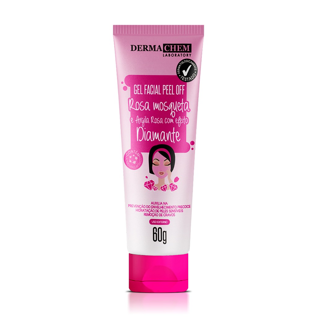 Gel Facial Peel Off Rosa Mosqueta Argila Rosa 60g Dermachem