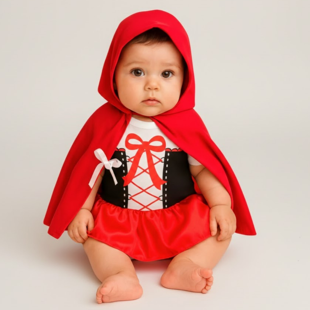 Body Bebê Fantasia Mesversario Chapeuzinho Vermelho + Capa