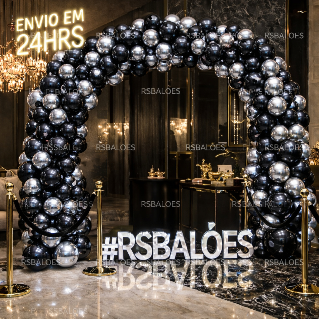 75 Balões Prata Cromado e Preto Para Festas Aniversários Eventos Adulto Fotos Decoração Infantil em Oferta na Shopee