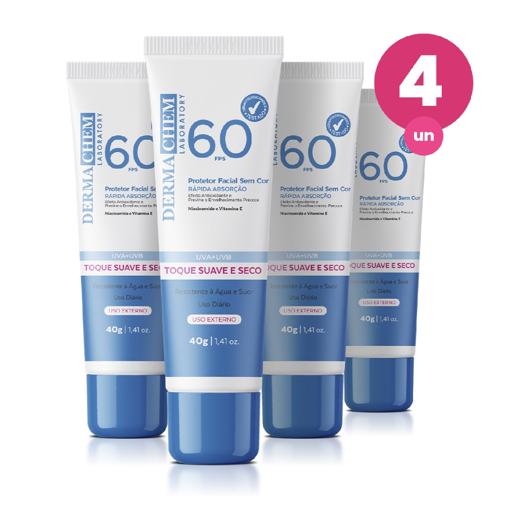 Kit 4 Protetor Solar Rosto FPS60 40g Dermachem