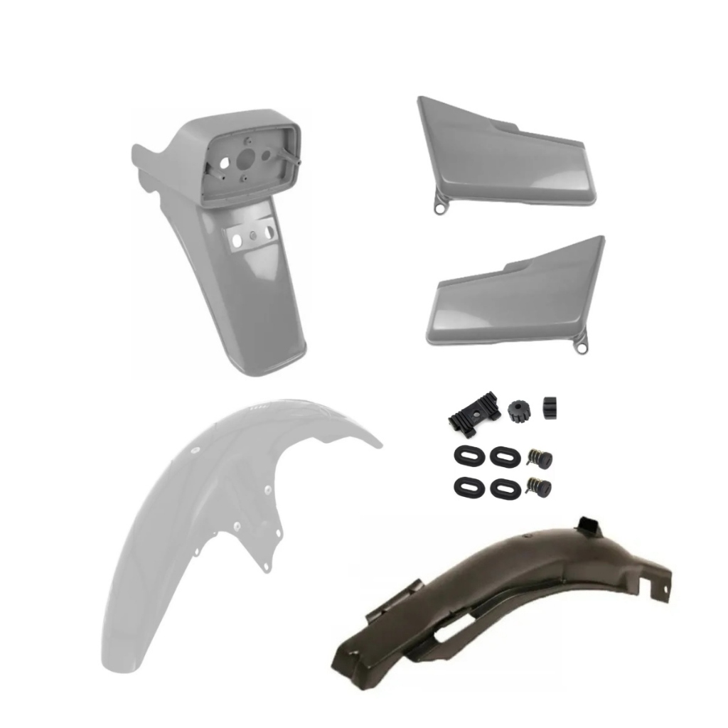Kit Paralama Cg 125 83 A 89 Tampa Lateral Rabeta + Borrachas