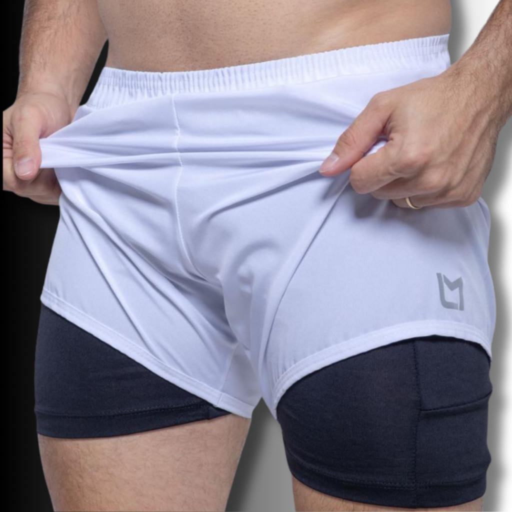 Shorts Masculino Bermuda Compressão Corrida Treino Academia Suporte Celular Verão - Envio Imediato
