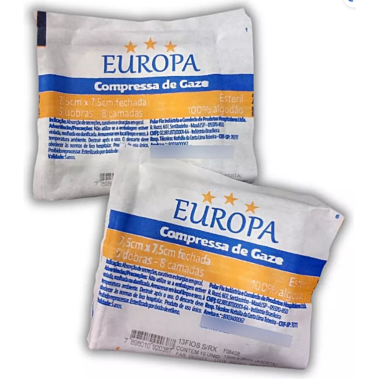 Gaze Estéril Para Curativos - Kit C/10 Pacotes - Total 50 Unidades em Oferta na Shopee
