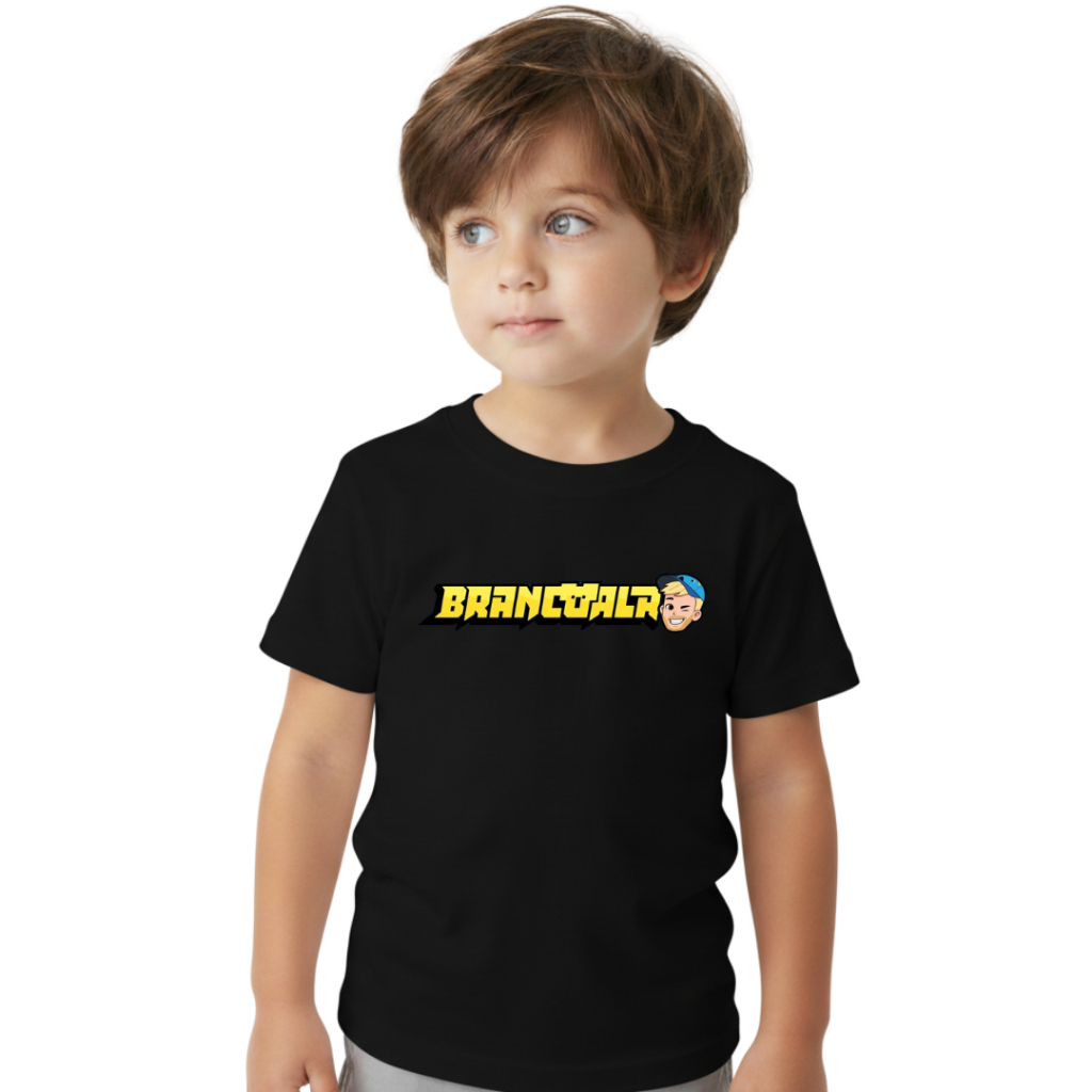 Camiseta Infantil Estampada Brancoala Youtuber Algodão Macio Lançamento Crianças Desenho