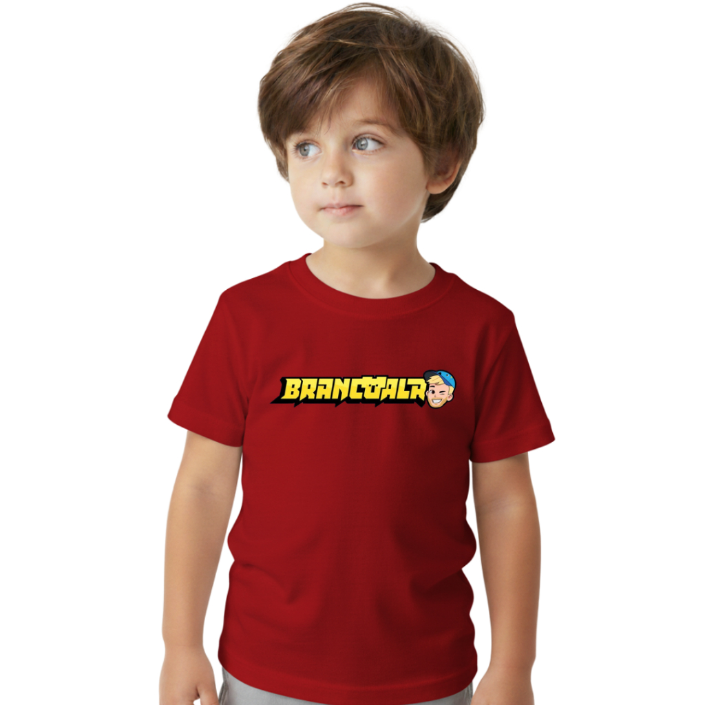 Camiseta Infantil Estampada Brancoala Youtuber Algodão Macio Lançamento Crianças Desenho