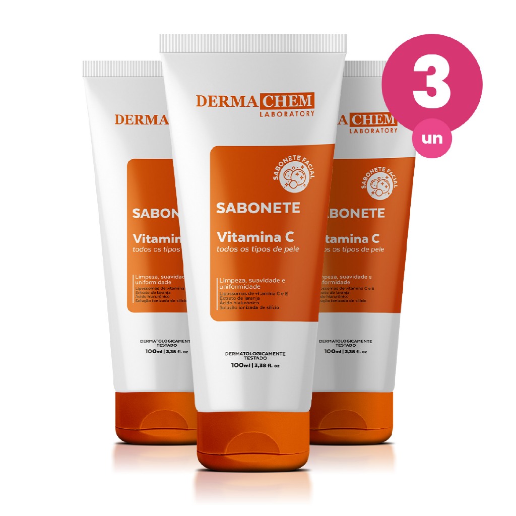 Kit 3 Sabonete Vitamina C Anti-Idade 100ml Dermachem em Oferta na Shopee