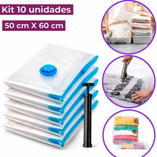 Kit 10 Saco à Vácuo Com Bomba 50cm X 60cm Guarda Roupa Organização Mala Viagem em Oferta na Shopee