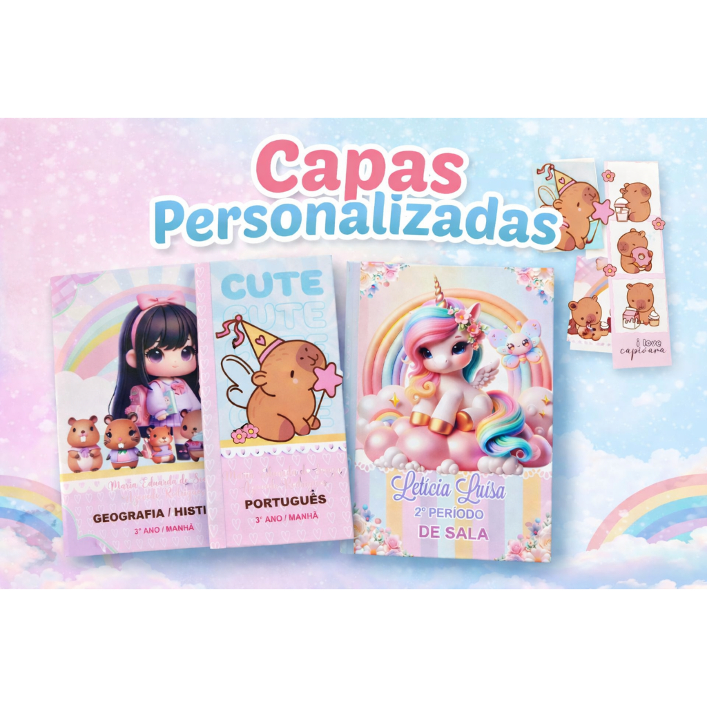 CAPA  ADESIVA PARA CADERNOS PERSONALIZADAS - VÁRIOS TEMAS