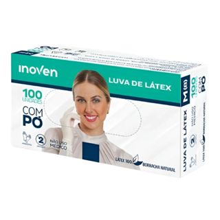 100un Luva de Látex Branca Com Pó Descartável PP P M G Marca Inoven em Oferta na Shopee