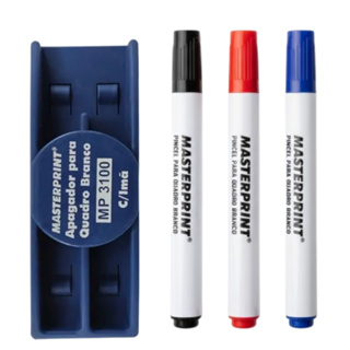 kit Pincel Caneta Quadro Branco Lousa 3 Cores Diversas + Apagador Quadro Branco em Oferta na Shopee