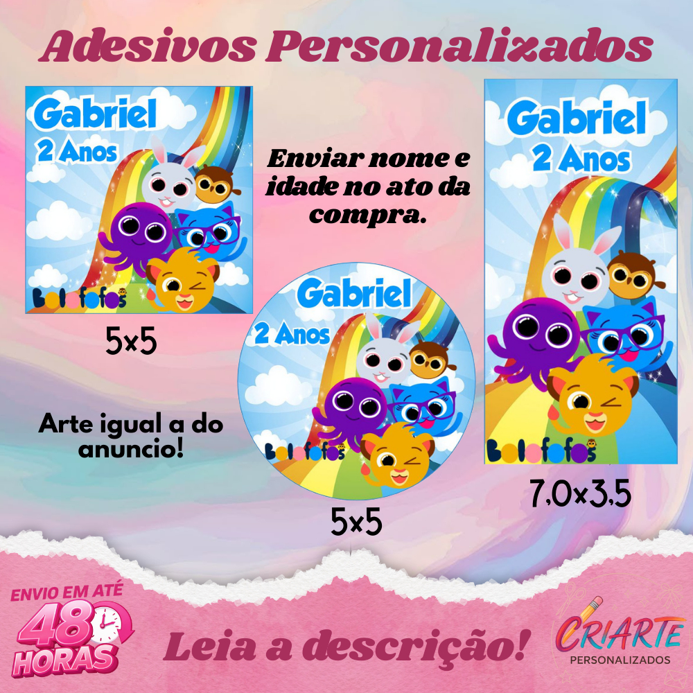 Bolofofos Azul - Kit com 40/60/100 UND de Adesivos Personalizados S/RECORTE - Envio Rápido em Oferta na Shopee