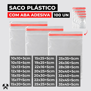 100un Saco Transparente PP Adesivado Plástico C/ Aba Adesiva Embalagem Saquinho Envelope Roupa em Oferta na Shopee