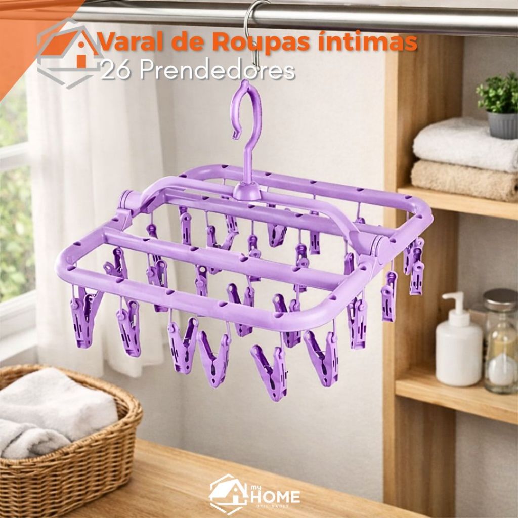 Varal Roupas Intimas Calcinha Meia Cueca Resistente Dobrável 26 Prendedores Pronta Entrega