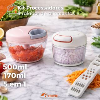 Kit Processador Triturador de Alimentos Ralador Cortador 5 em 1 Mini Processador de Alho e Temperos em Oferta na Shopee