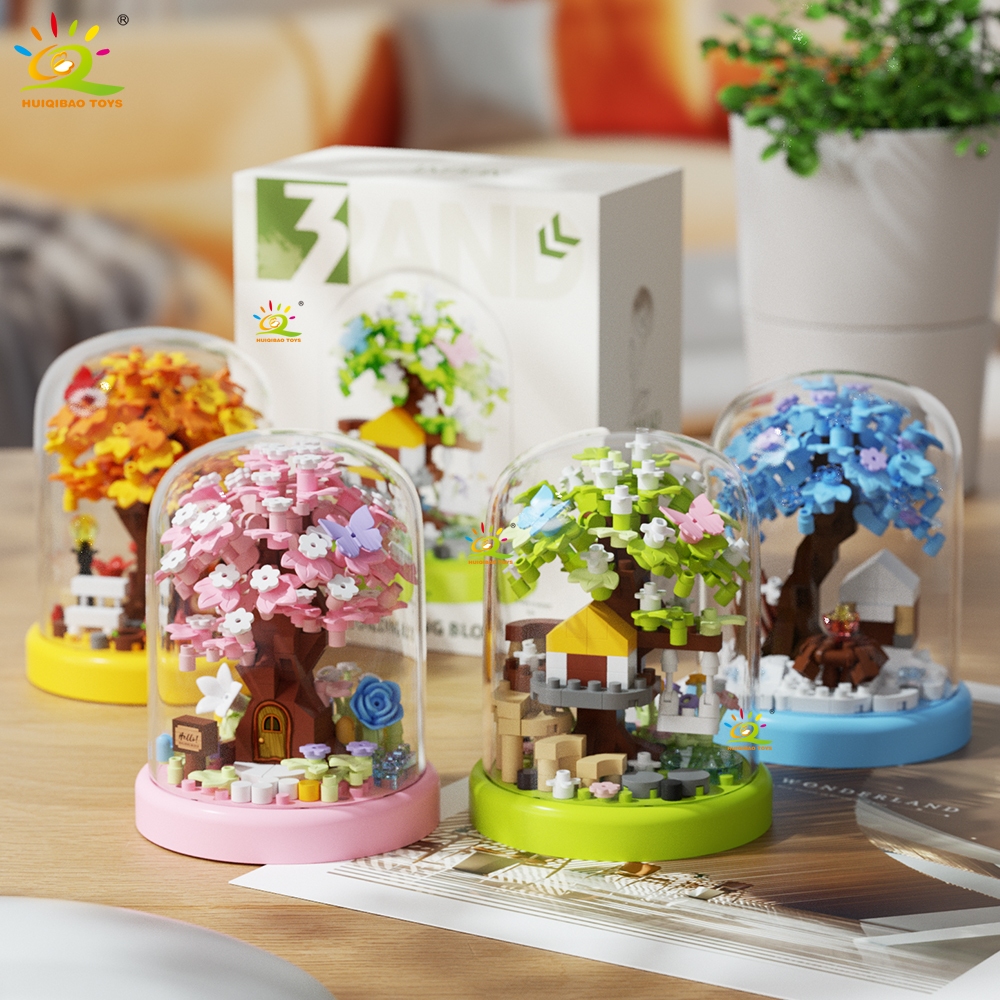 Mini de Árvore Sakura Flor de Cerejeira 4 Estações Quebra-Cabeça 3D - Blocos de Montar Colecionável em Oferta na Shopee