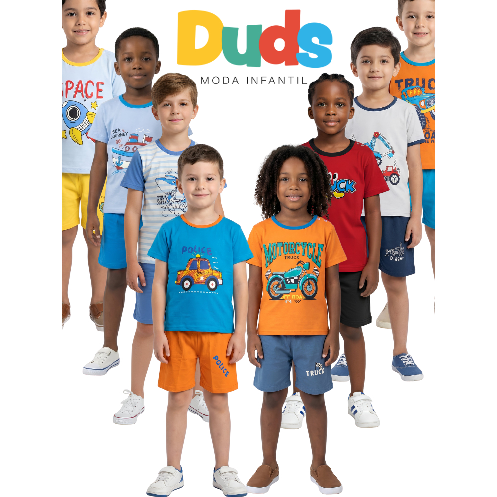 Conjunto Roupa Infantil Menino Camiseta e Short 100% Algodão Vários Modelinhos