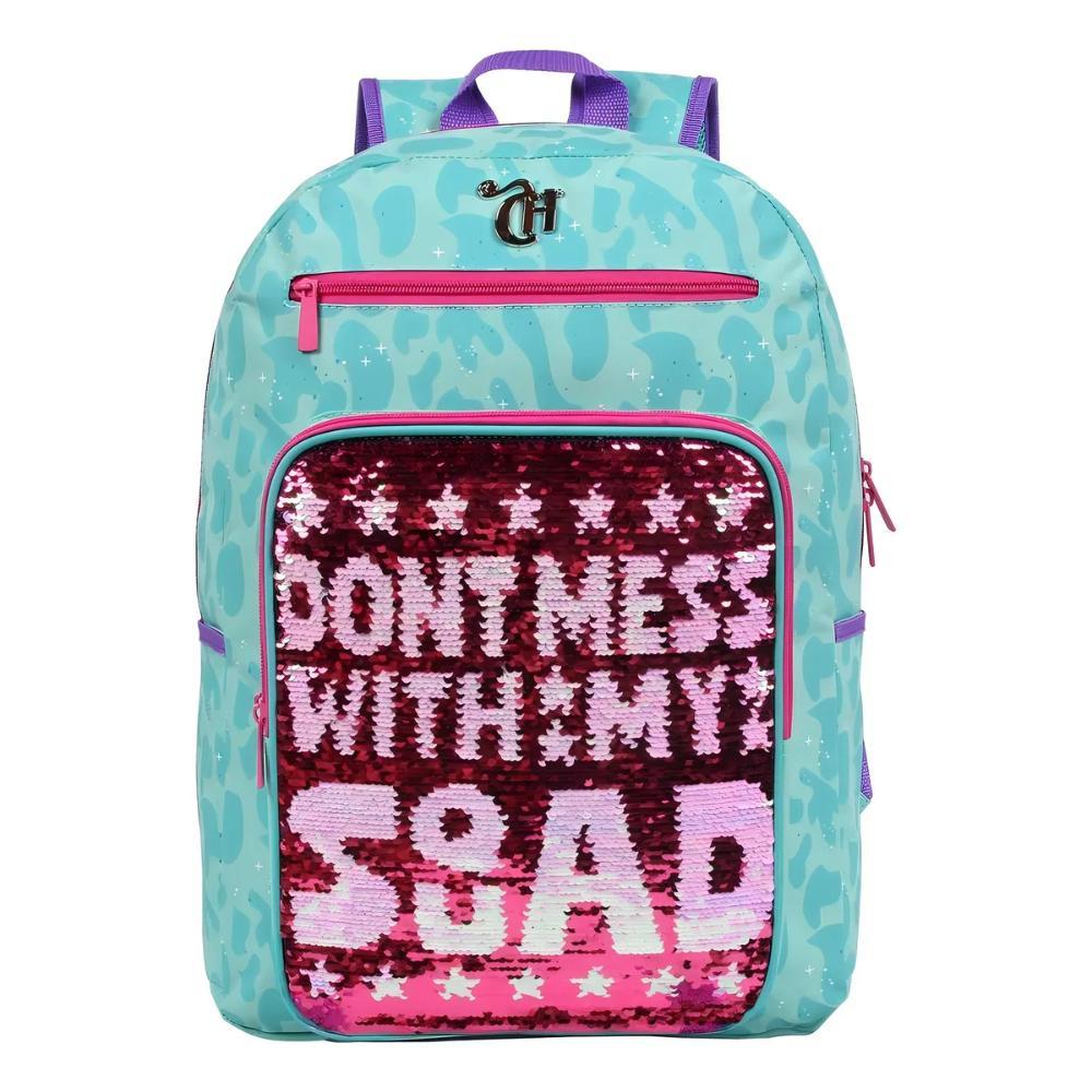 Mochila Capricho Lantejoula Verde 11318 + Anel de Selfie LED | Moderna e Estilosa