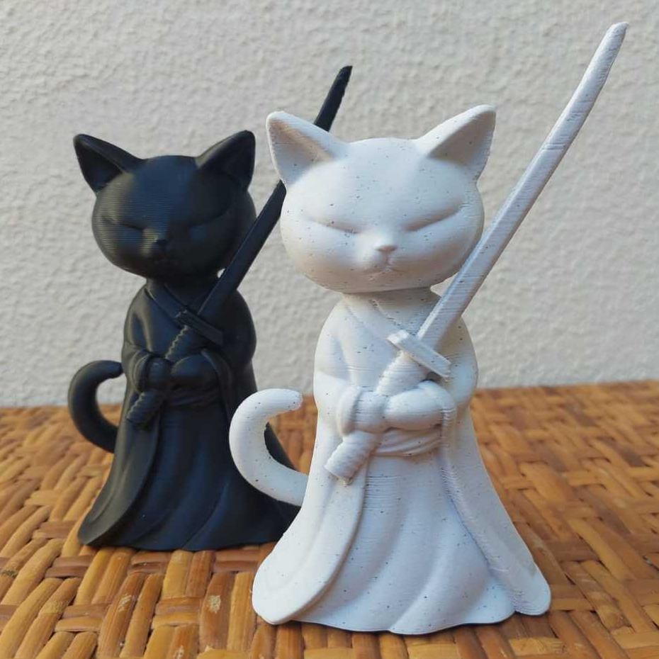 Gato Samurai | Samurai Cat | Gato de Kimono com Katana | Decoração | Quarto | Sala