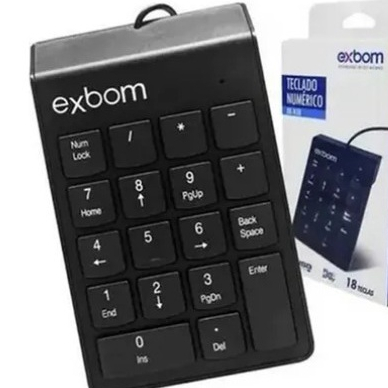Teclado Numérico Com Fio USB 2.0 18 Teclas EXBOM
