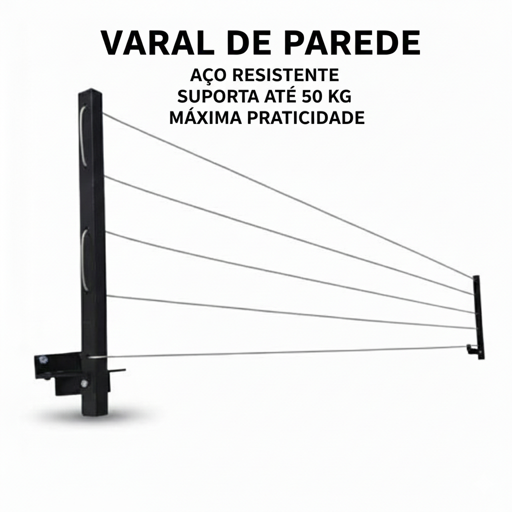 Varal De Parede Retrátil Em Aço Dobrável, Articulado, Cabo De Aço Encapado ENVIO IMEDIATO em Oferta na Shopee