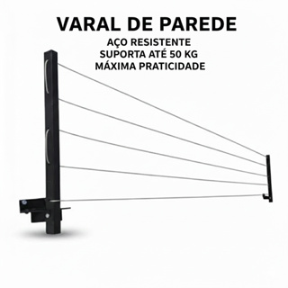Varal De Parede Retrátil Em Aço Dobrável, Articulado, Cabo De Aço Encapado ENVIO IMEDIATO em Oferta na Shopee