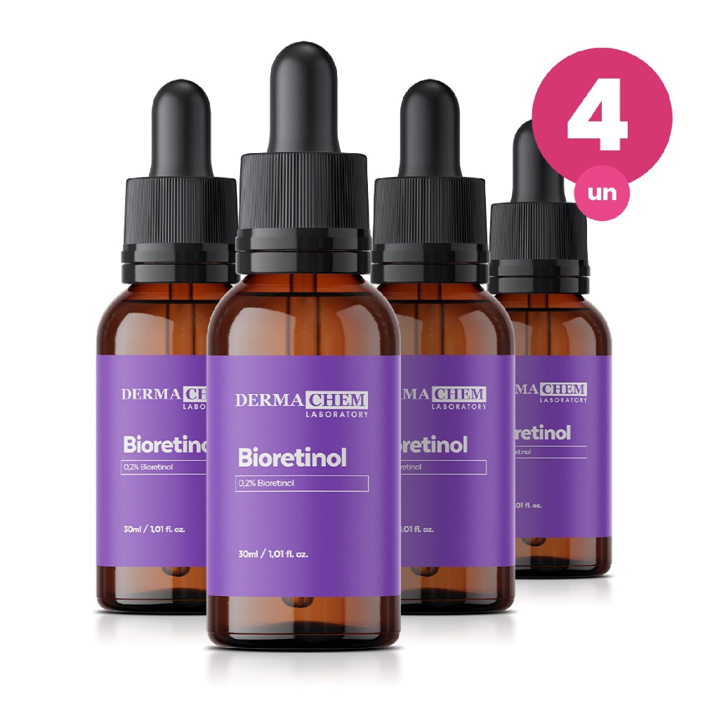 Kit 4 Sérum Anti Rugas Profundas Bioretinol 30ml Restaura e Firma a Pele Dermachem