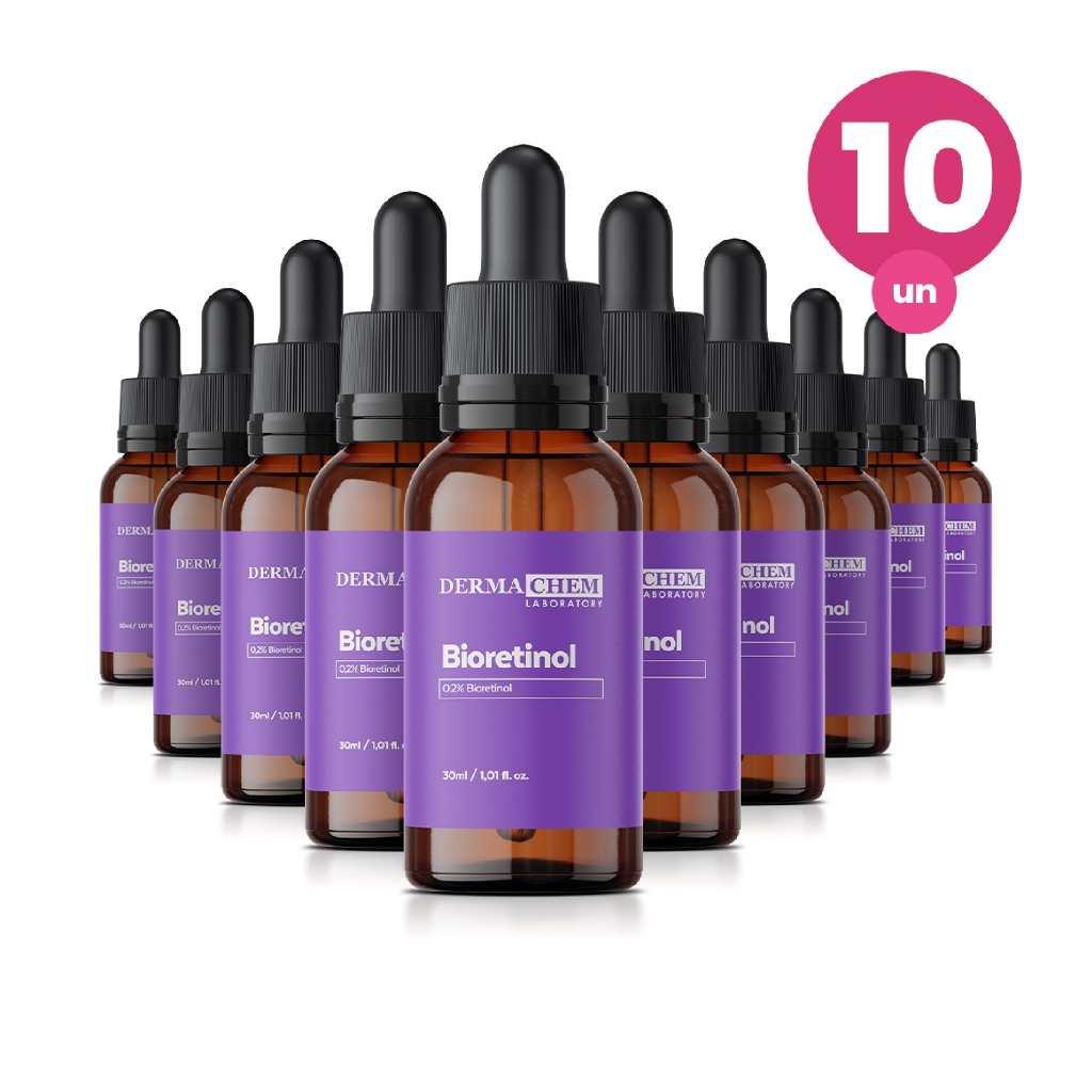 Kit 10 Sérum Anti Rugas Profundas Bioretinol 30ml Restaura e Firma a Pele Dermachem