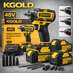 Chave de Impacto Profissional 48V,Alto Torque400N.M - Design Ergonômico, Bateria Lítio, Motor Sem Escovas